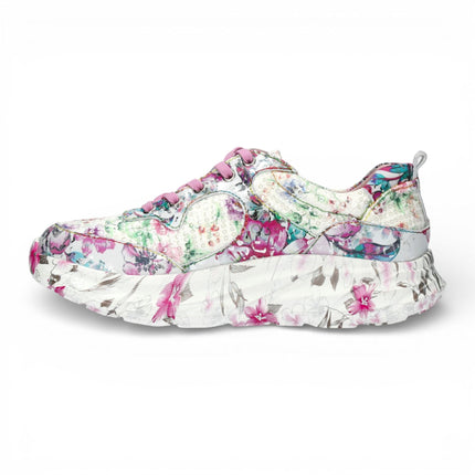 Laura Vita Women's Sofiao 07 Rose Pink Floral Leather Trainers Platform Sneaker Shoes
