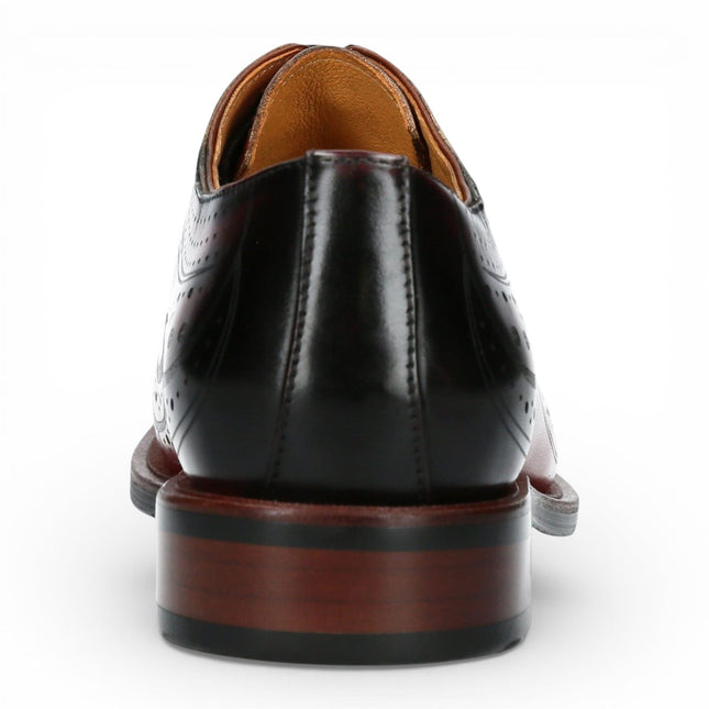 Lorenzo Conti Men's Red Black Leather Brogue Oxford Dress Shoes - Ayan-01