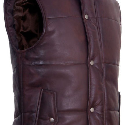 Mens Classic Leather Puffer Waistcoat-Nottingham