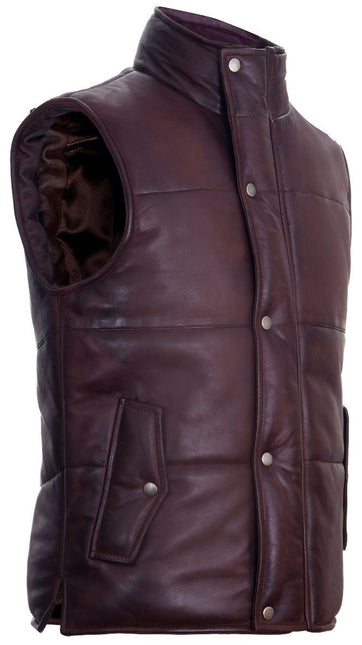 Mens Classic Leather Puffer Waistcoat-Nottingham