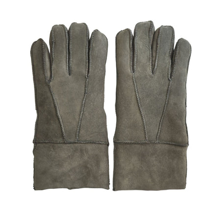 Infinity Leather Unisex Grey Sheepskin Suede Gloves with Roll Up/Down Cuff