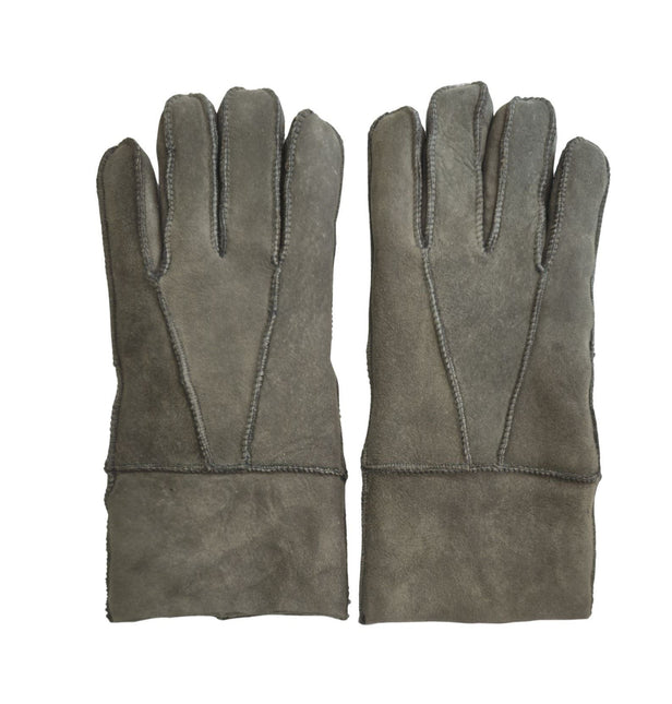 Infinity Leather Unisex Grey Sheepskin Suede Gloves with Roll Up/Down Cuff