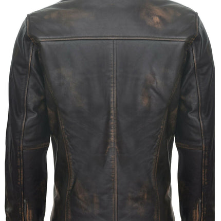 Mens Vintage Black Leather Biker Jacket- Sarajevo
