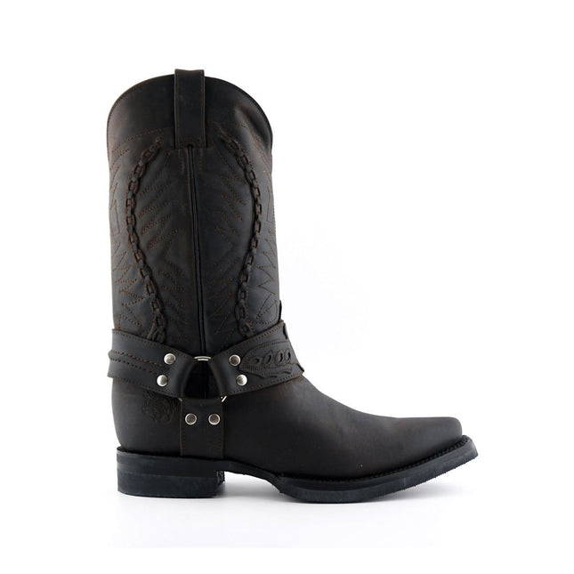 Grinders Mens Brown Leather Cowboy Boot - Galveston