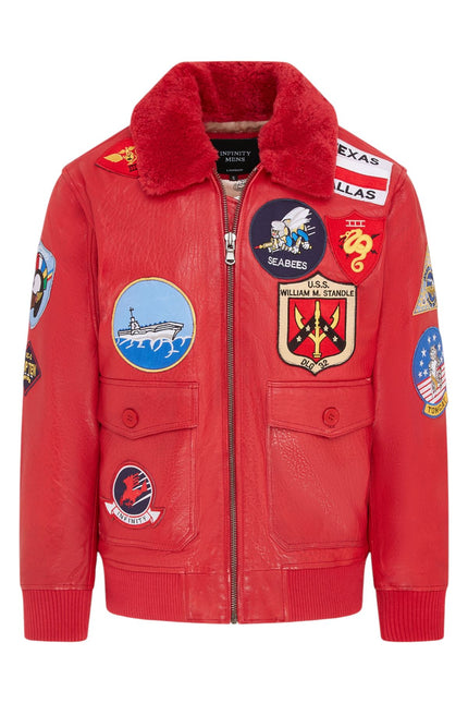 Mens A2 Top Gun Leather Bomber Jacket-Camborne