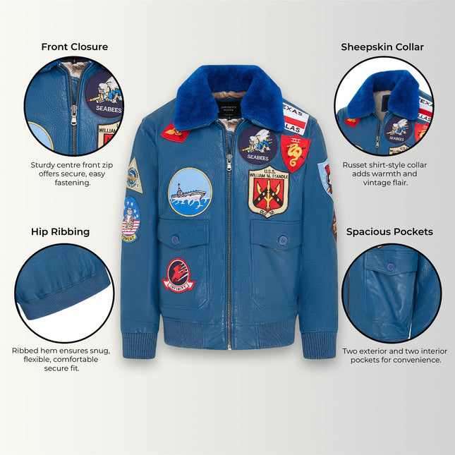 Mens A2 Top Gun Leather Bomber Jacket-Camborne