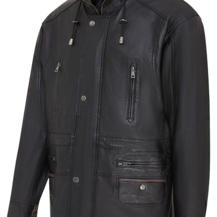 Mens Soft Italian Leather Parka Coat-Winnipeg