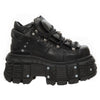 New Rock Unisex Metallic Black Leather Gothic Boots- M-Tank106-C2
