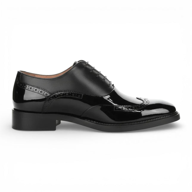 Justin Reess Men's Black Patent Leather Brogue Shoes - Harry