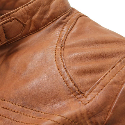 Womens Slim-Fit Leather Biker Jacket-Maldon