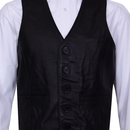 Mens Classic Leather Waistcoat-Chester