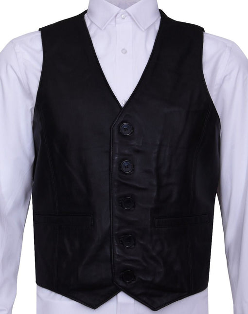 Mens Classic Leather Waistcoat-Chester