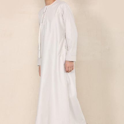 Boy's Kids Beige Thobe Emirati Jubba Islamic Clothing Kaftan Eid String Tassel