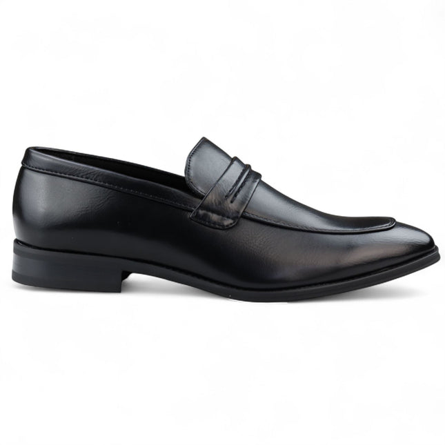 Men's Black Slip-On Loafers Leather Lined Smart Shoes