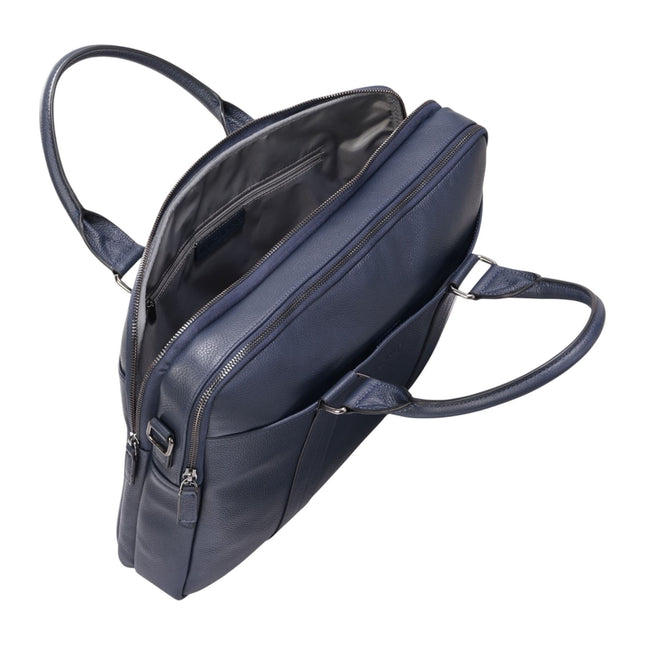 Genuine Leather Navy Laptop Business Briefcase Office Work Travel Bag - Sutton