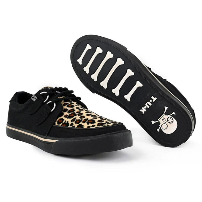 TUK Pointed Creeper Sneaker Black Leopard Canvas Platform Shoes - A9180