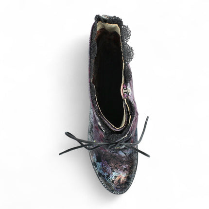 Laura Vita Alcbane 0351 Violet Floral Womens Gothic Victorian Leather Heeled High Boots