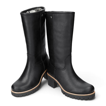 Panama Jack Women's Black Leather Waterproof Heeled High Winter Boots - Patricia B17