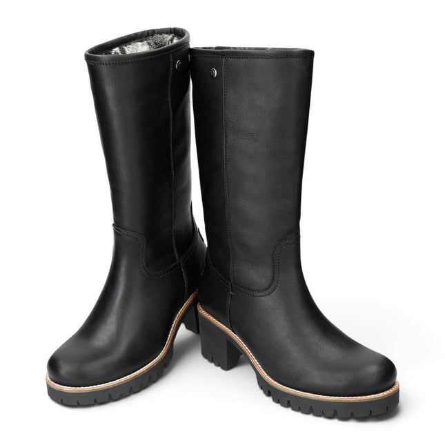 Panama Jack Women's Black Leather Waterproof Heeled High Winter Boots - Patricia B17