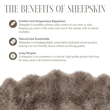 Genuine Taupe Sheepskin Natural Silky Soft Fluffy Real Wool Rug