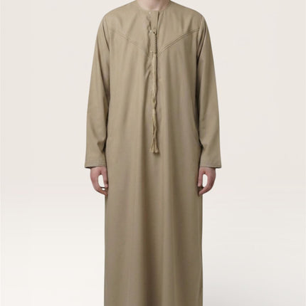 Men's Eid Beige Moroccan Jubba Robe Djellaba Ramadan Eid Thobe - HM11