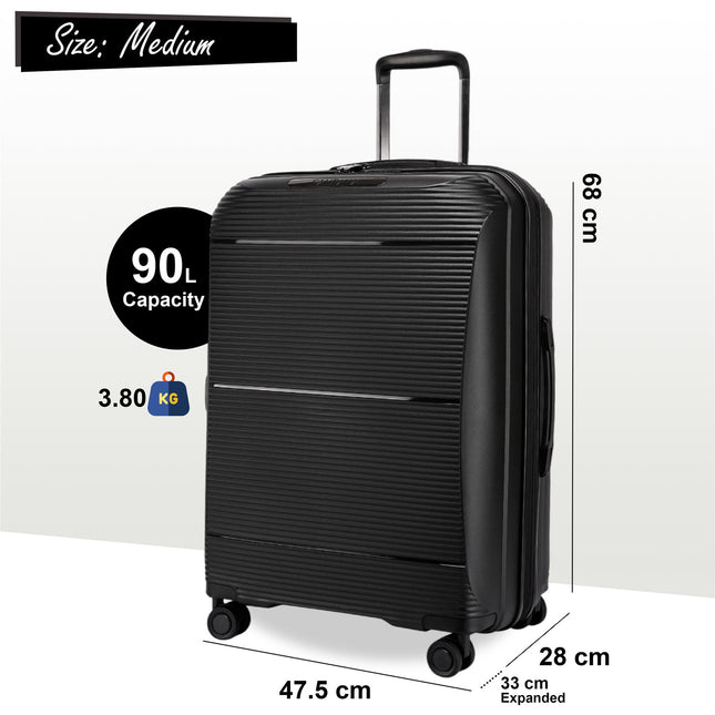 Expandable Hard Shell PP 8 Wheel Luggage Travel Cabin Holiday Bags Suitcase Set