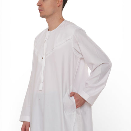 Men's Eid White Moroccan Jubba Robe Djellaba Ramadan Eid Thobe - HM11