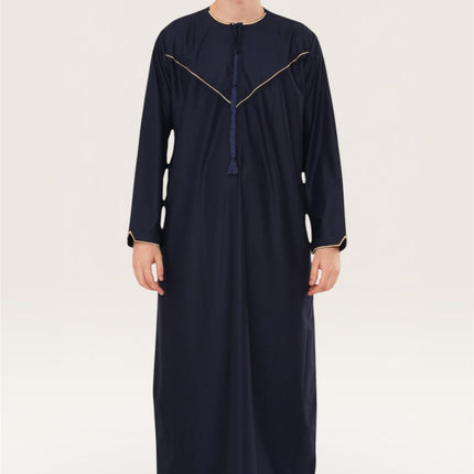 Men's Ramadan Navy Blue Moroccan Jubba Robe Djellaba Eid Thobe - TT-007