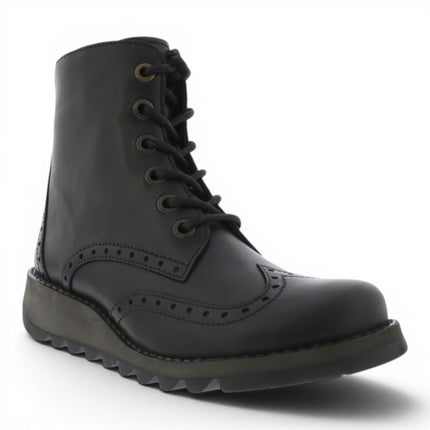Fly London Women’s Black Leather Lace-Up Ankle Boots- SARL069