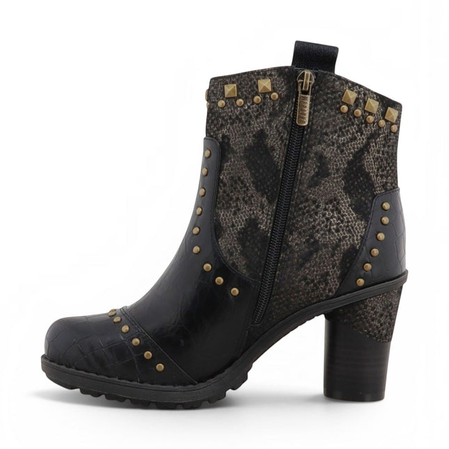 Mustang Women's Black Floral Heeled Ankle Boots - M0162012