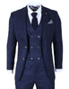 Men's Blue Plain Check 3 Piece Slim Fit Formal Wedding Suit