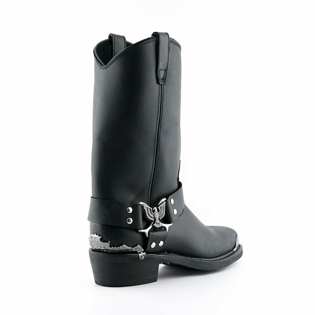 Grinders Mens Black Cowboy Biker Boots - Eagle Hi