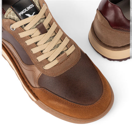 Pikolinos Men's Brown Leather Trainers Sneaker Lace-Up Shoes - Teide