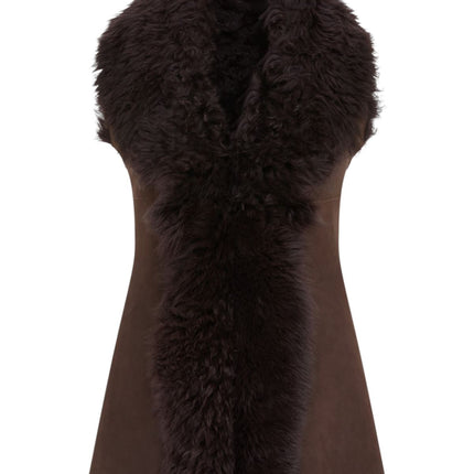 Women's Brown Toscana Shearling Nappa Leather Sheepskin Gilet - Parkes
