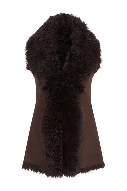 Women's Brown Toscana Shearling Nappa Leather Sheepskin Gilet - Parkes