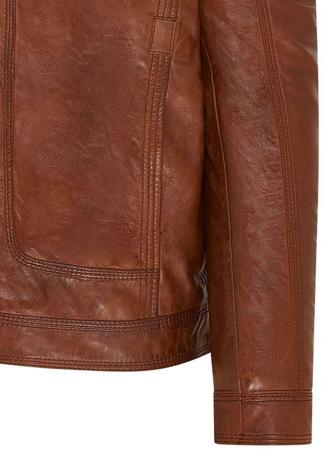 Mens Leather Jacket Trucker Removable Sheepskin Collar Casual Jacket