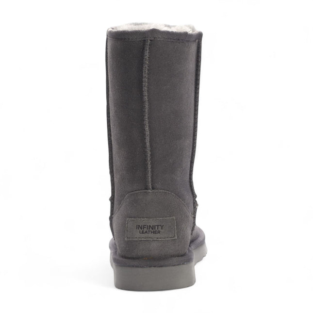 Women's Genuine Sheepskin Grey Suede Slip-On Ankle Winter Boots - Dusk