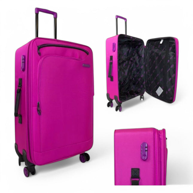 Lightweight Soft Shell 8 Wheels Luggage Travel Cabin Holiday Bags Suitcase Set