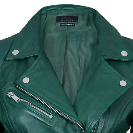 Womens Leather Classic Biker Brando Jacket-Baku