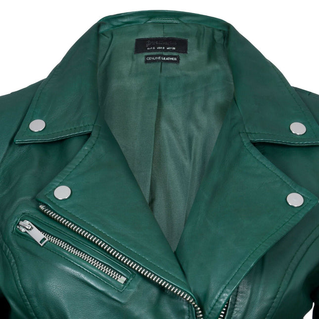 Womens Leather Classic Biker Brando Jacket-Baku