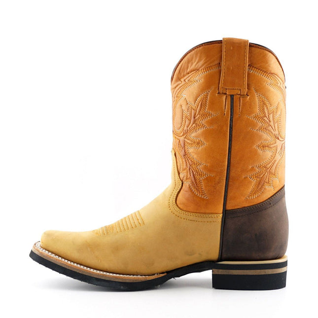 Grinders Tan Mid-Calf Cowboy Leather Boots - El Paso