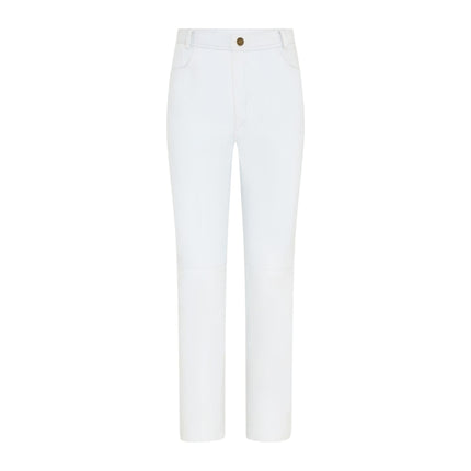 Womens White Lamb Leather 501 Biker Jeans - Ankara