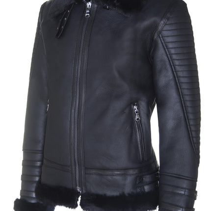 Mens Retro Sheepskin Bomber Jacket-Asheville