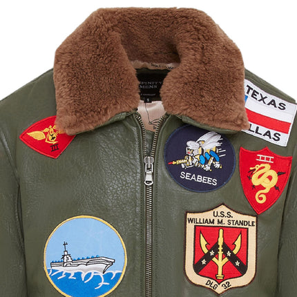 Mens A2 Top Gun Leather Bomber Jacket-Camborne