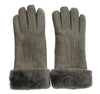 Infinity Leather Womens Grey Sheepskin Suede Gloves with Fur Cuff