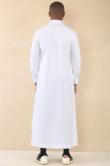 Men's White Thobe Arab Saudi Emirati Islamic Clothing Jubba Robe