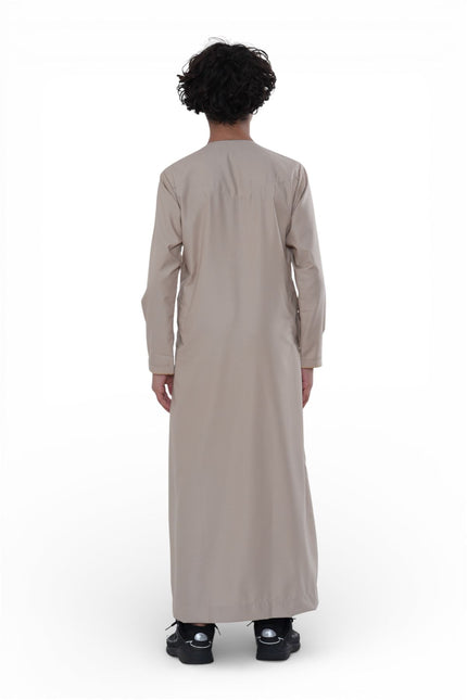 Kids Boys Ramadan Beige Moroccan Jubba Robe Djellaba Eid Thobe - K-TT-006