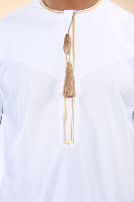 Men's Omani Eid White Thobe  Saudi Emirati Jubba Robe