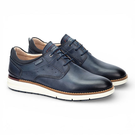 Pikolinos Men's Blue Leather Lace-Up Sneaker Trainers Shoes - Manacor