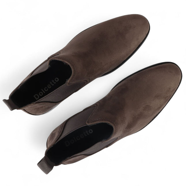 Men's Grey Suede Chelsea Boots Real Leather Lined Slip-On